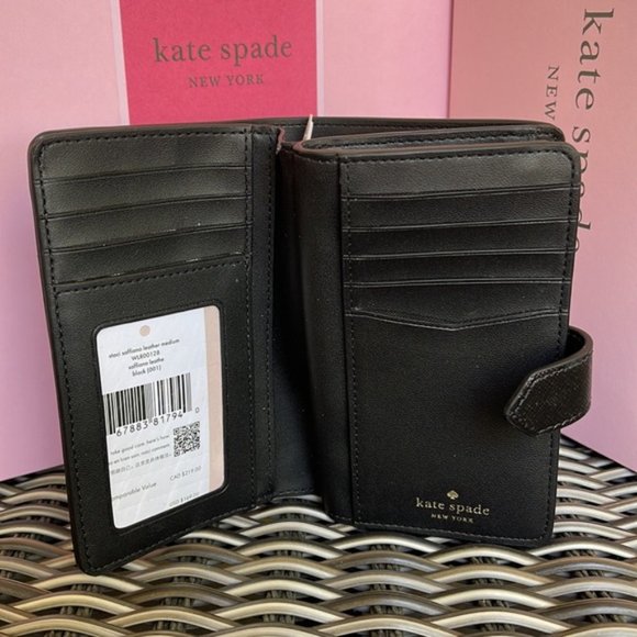 Kate Spade Staci Medium Compact Bifold Wallet Black - Picture 8 of 16